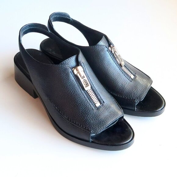 3.1 Phillip Lim Black Leather Open Toe Slingback Block Heel Loafers / Shoes 8.5 - Picture 16 of 16